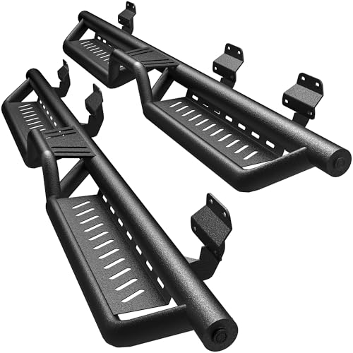 YITAMOTOR Running Boards Compatible with 2015-2025 Ford F150, 2017-2024 F250 F350 Super Duty Supercrew Cab, Black Powder Coated Nerf Bars, Two-Stair S