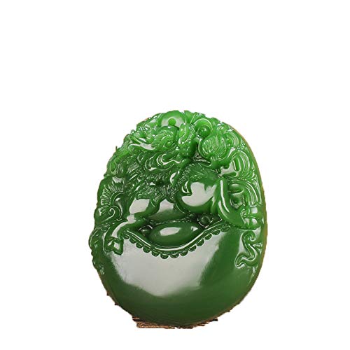 Colgante de unicornio en jade de Hotan natural tallado a mano