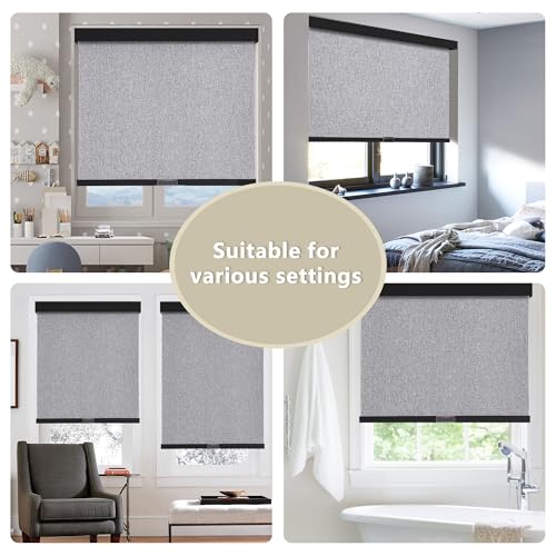 Image of SUNOFF Cordless Blackout Roller Shades for Windows,36.5 inch W x 72 inch H,Heather Grey