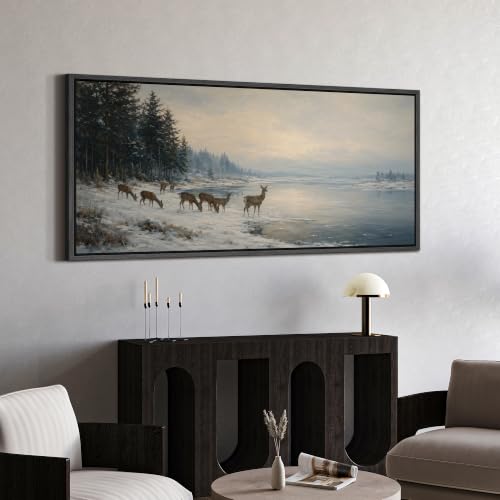 Image of MUDECOR Extra Large Framed Canvas Print Wall Art Deer Art for Living Room