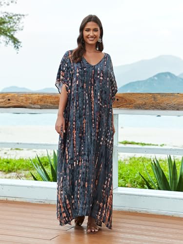 Image of Kaftan Dresses for Women Plus Size Bathing Suit Cover up Caftan Maxi Beach Dresses