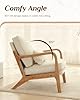 Karl home Accent Chair Mid-Century Modern Chair with Pillow Linen Fabric Upholstered Lounge Arm Chair with Solid Wood Frame & Soft Cushion for Living Room, Bedroom, Balcony, Beige #4