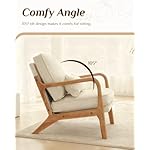Karl home Accent Chair Mid-Century Modern Chair with Pillow Linen Fabric Upholstered Lounge Arm Chair with Solid Wood Frame & Soft Cushion for Living Room, Bedroom, Balcony, Beige - Image 5