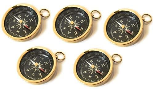 Handmade Antique Nautical Pocket Compass with Free A Loop for Chain, Direction Finder Compass, Best for Hiking & Other Outdoor Activities (Set of 5 Pcs)-picture-11