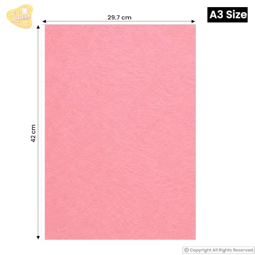 Image of Lakeer A3 Felt Sheets, 1mm Thick Stiff Fabric, Baby Pink, Pack of 10, for Crafts, Sewing, Scrapbooking, School Projects
