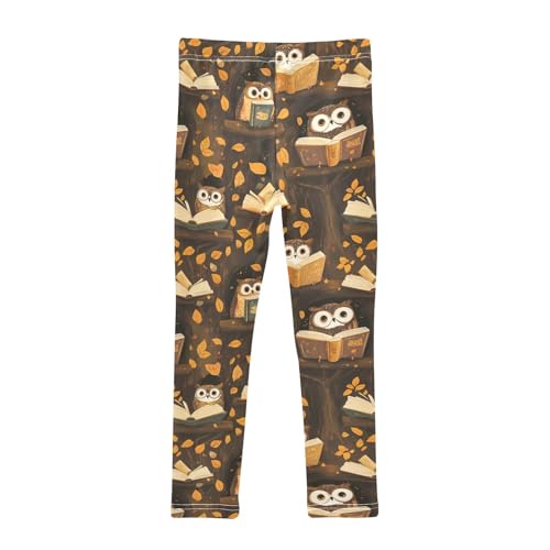 Owl Reading on Branches Girls Leggings Athletic Pants Tights Stretch Bottom2