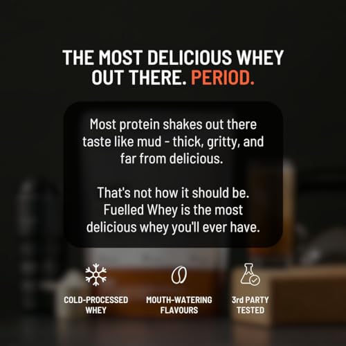 Image of FUELLED Whey Protein Powder Concentrate & Isolate with 24 g Protein, 5 g BCAA (1 kg, 30 Servings) Lab Tested (Iced Latte)
