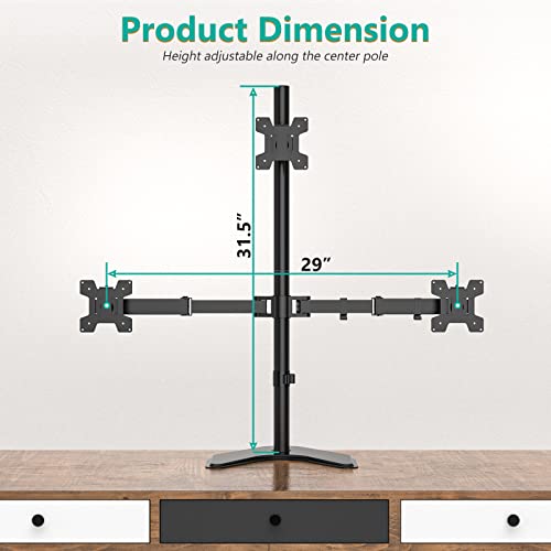 Image of WALI Triple Monitor Stand, Free Standing Three Monitor Desk Mount Fully Adjustable, Fits 3 Screens up to 27 inch, 22 lbs Weight Capacity per Arm (MF003S), Black