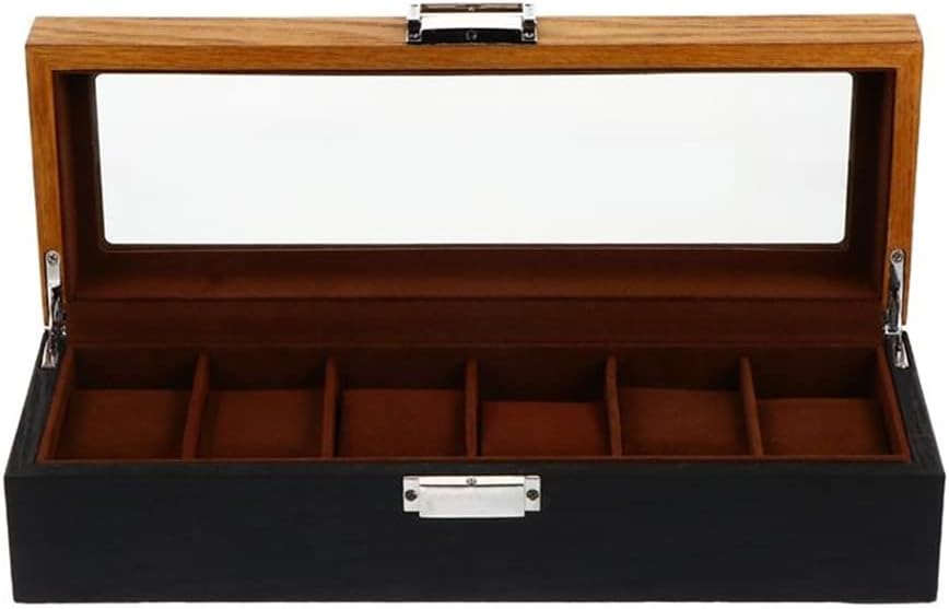 6 SlotsWood Watch Display Box Organizer Black Wooden Case Storage Packing Gift Boxes Jewelry