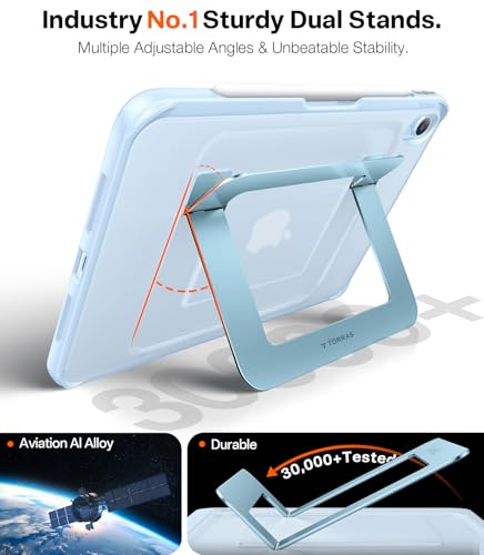 Image of TORRAS Ostand K1 Guardian for iPad Air 11 inch Case M4 /M3 /M2 (2026 /2025 /2024), Ultra Stable Stand, Multiple Adjustable Viewing Angles, Slim Protective Kickstand Cover with Pencil Holder, Blue