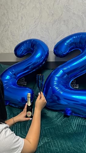 Image of 40 Inch Night Blue Number 2 Balloon, 2nd Blue Birthday Party Decorations | 40 Inch Night Blue inflatable foil number balloons, large birthday decorations for 2nd birthday