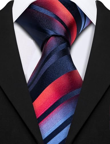 Image of Barry.Wang Mens 6 PCS Ties Silk Striped Paisley Check Floral Necktie Silky Woven Wedding Business Party Ties 3.34 inch
