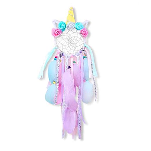 SPECOOL Unicornio Dream Catchers for Kids, Atrapasueños para Niños Atrapador de Sueños Hecho a Mano Flower Pink Dream Catcher para el Dormitorio de Las Niñas Colgante de Pared Decoración
