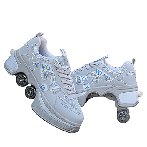 Roller Skates/2 in 1Multifunctional Roller Skates Shoese/Deformation Invisible Roller Skate Automatic Walking Shoes.Suitable for Outdoor Sports Roller Skates for Boys, Girls and Adults
