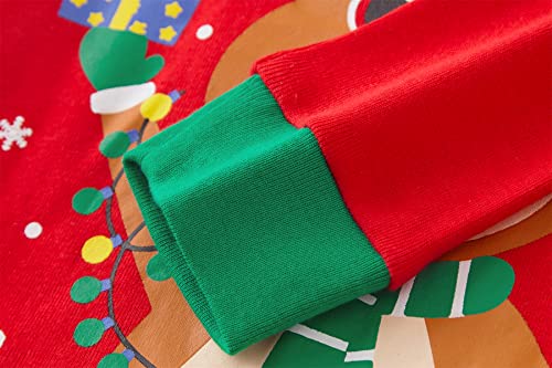 Popshion Kids Christmas Pajamas 100% Cotton Toddler Girls Long Sleeve Elf Pjs Set Boys Xmas Jammies 3t-10t3