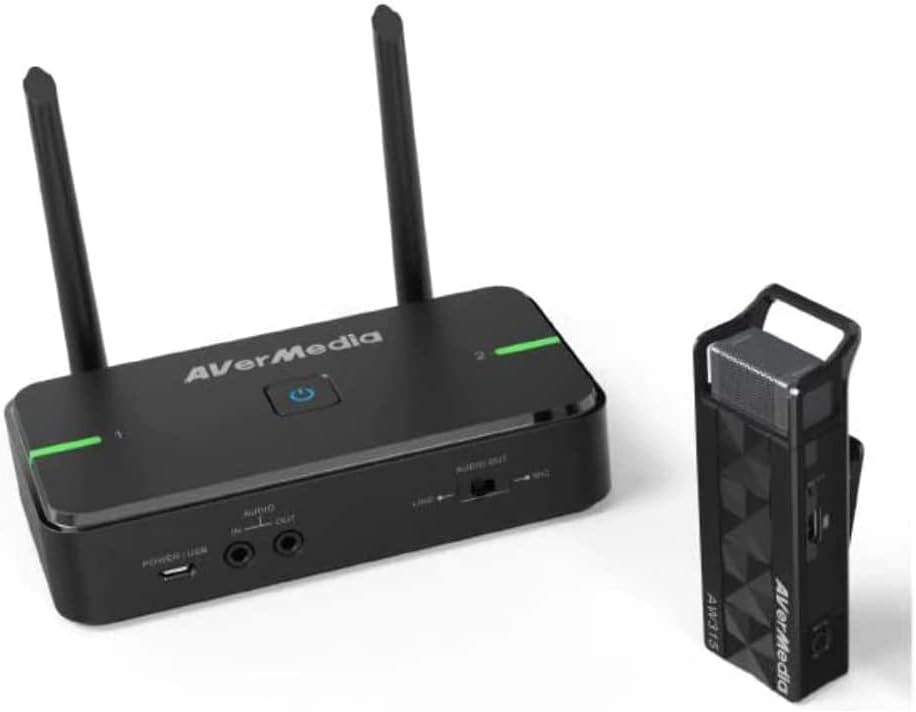 AVerMedia Wireless lavalier Microphone with Noise and Speaker Buzz Reduction AW315S, TAA/NDAA Compliant