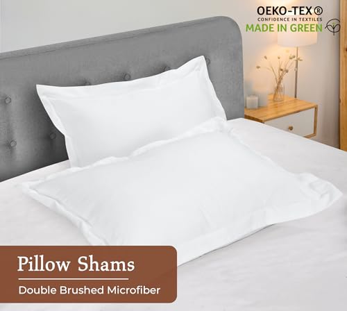 Image of Royale Linens Pillow Shams 2 Pack Standard Size 20x26 Inch - Brushed Microfiber - Bed Pillow Shams, Wrinkle Resistant Super Soft and Cozy - Back Overlap Closure - Oxford Pillowcase (Standard, White)