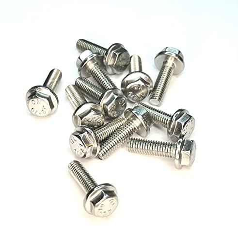 M6 (6mm x 40mm) Flanged Hex Set Screw (Fully Threaded Bolt) - A2 Grade Stainless Steel (pack of 10), Silver, M6 x 40mm - Image 3