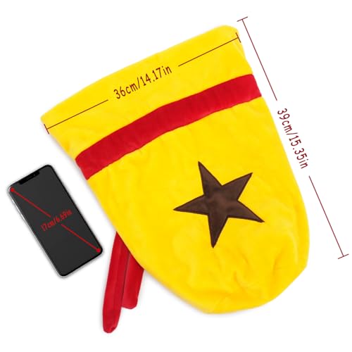 Travel-Friendly Animal Bells Bag Drawstring Plush Travel Makeup Cosmetic Storage Bags Organizer with Embroidered Star Patch Two Size (Large)2