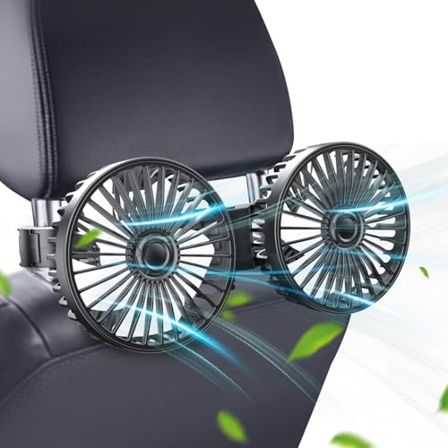 Car Fan, USB Car Seat Fans 3 Speeds Strong Wind for Vehicle Headrest and Rear Seat 5V Powerful Quiet Ventilation with Adjustable Clip Electric Auto Fans for Vehicles RV SUV Truck