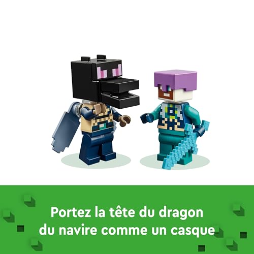 LEGO Minecraft Le Dragon et Le Navire de l’Ender - Jouet de Construction avec Bateau, Dragon & 3 Figurines Dont Un Enderman - Décoration - Cadeau pour Gamer, Garçon ou Fille dès 8 Ans 21264
