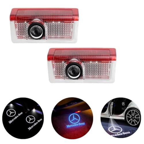 Projetor de Logotipo LED Compatível com Carros Mercedes Benz, Luz de Cortesia para Portas, Conjunto de 2 Peças, Vermelho (Logo MB)