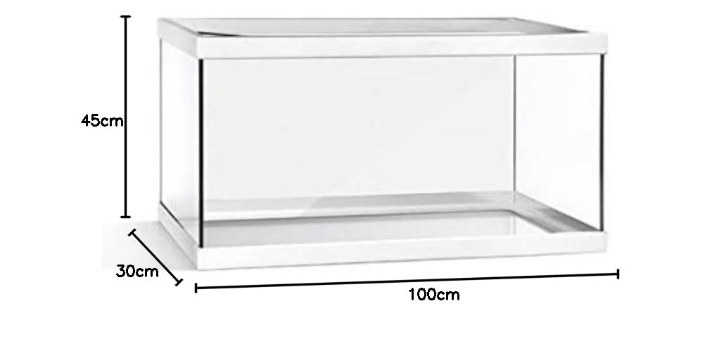 Acuario pecera 100 , 130litros (100x30x45, Blanco ,cristal transparente)