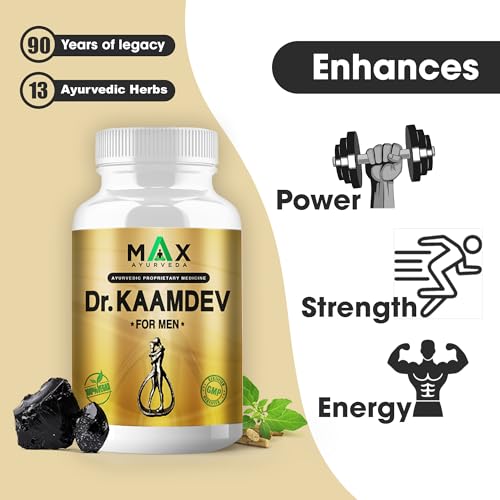 Image of Max Ayurveda Dr. Kaamdev Capsules for Men (30 Capsules) - 100% Vegan and GMP Certified | Stamina, Power and Energy Booster