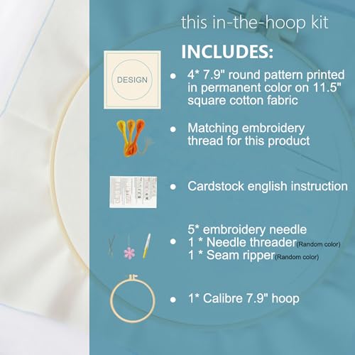 Image of Huacan 5 Complete Embroidery Starter Kit for Beginners Includes Sun Landscape Pattern Full Range of Stamped Kits for Endless Creative Possibilities (Flower and Scenery)