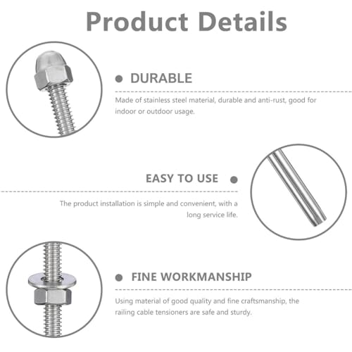 Tensor de cable de acero inoxidable (10 uds) para barandillas exteriores DIY 6