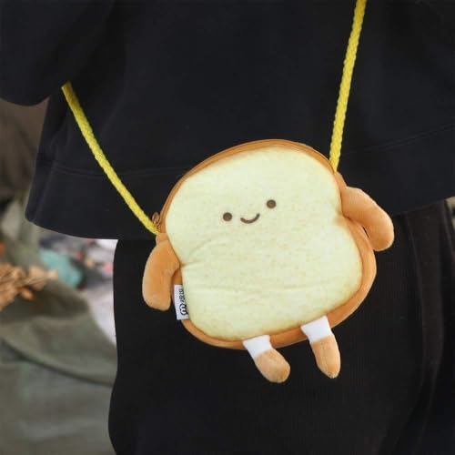 Toast Shoulder Bag Toast Coin Purse Cute Small Crossbody Handbag with Strap, Plush Bread Toast Bag Novelty Keychain Purse4