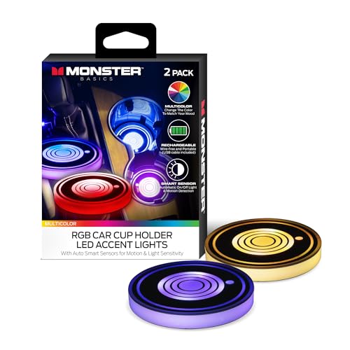 Luces LED Multicolor para Portavasos de Auto, Pack 2 miniatura 1