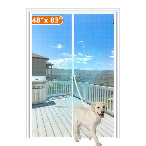 Image of MAGZO Door Screen Magnetic Closure Fits Door Size 48 inchx 83 inch, Hands-Free Mesh
