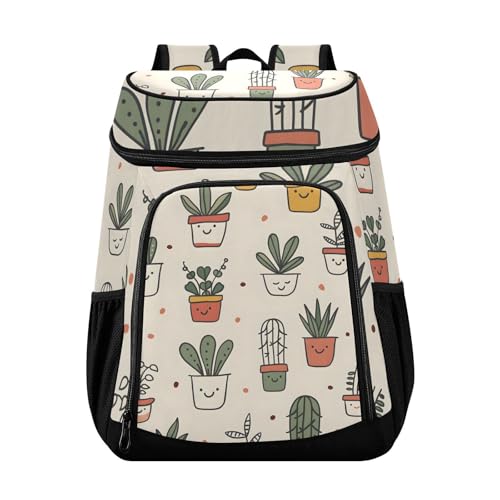 Cactus Tropical Plants Leaves Cooler Backpack Cooler Insulated Leak Proof Lunch Backpack 36 Cans Waterproof Soft for Men Women Picnic Hiking Camping Beach