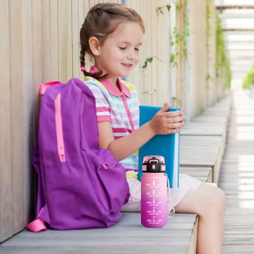KollyKolla Trinkflasche 500ml, Sport Wasserflasche mit Strohhalm, Trinkflasche mit Zeitmarkierung, Auslaufsicher, Sportflasche für Gym… – Ansicht 6