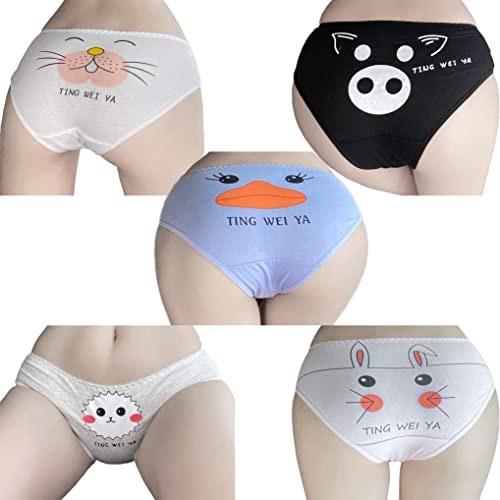 SINMIUANIME Bragas de mujer transpirable de algodón para cosplay, ropa interior con estampado de anime, lindo paquete de 5 (3138) Cover