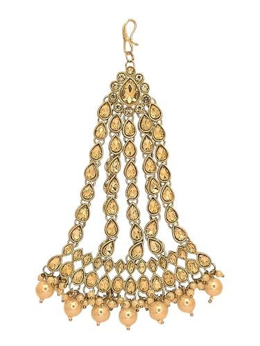Image of Gold Plated Stone Studded Maang Tikka Head Jewellery For Women and Girls