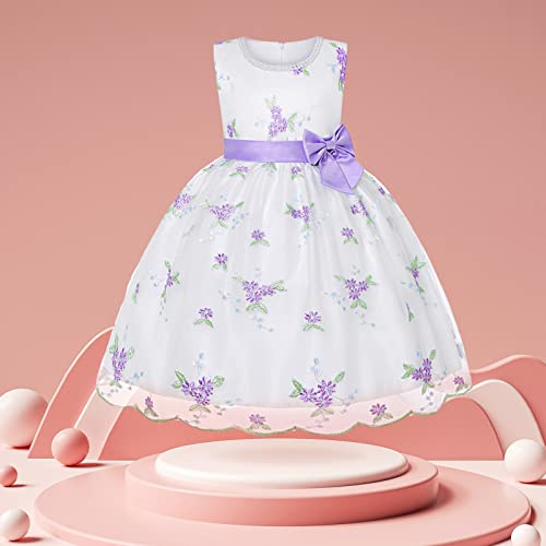 Little Girls Embroidered Floral Tutu Dress Mesh Bowknot Princess Dress Pageant Wedding Bridesmaid Causal Playwear Dress3