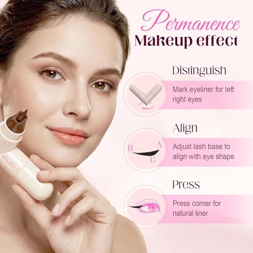 Eyeliner marcador 2 en 1 doble punta giratoria negro miniatura 5