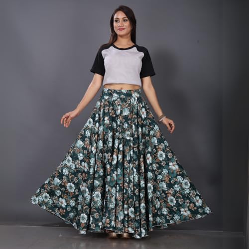 Image of JYESHTA Women's American Crepe Flared A Line Stitched Long Skirt with 12 Mtr Flare 40 in Height | Skirts for Women Long Length | Long Skirts for Girls
