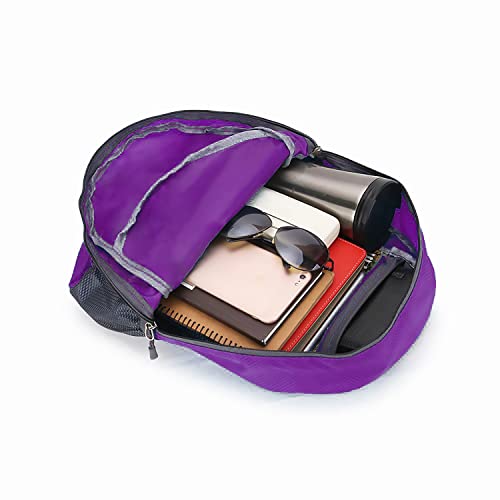 Mountop Outdoor Lightweight Foldable Water Resistant Backpack For Travel Hiking Riding - Purple #TOP4