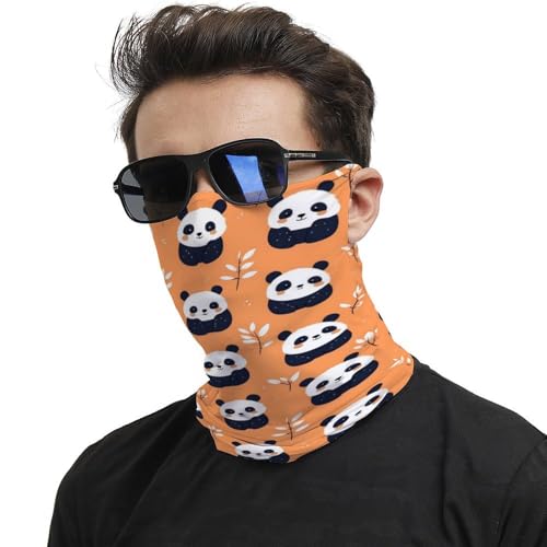 TZTTZT Polainas de cuello para hombres y mujeres, pasamontañas con estampado de panda y flores, máscara de media cara, bufanda para el cuello