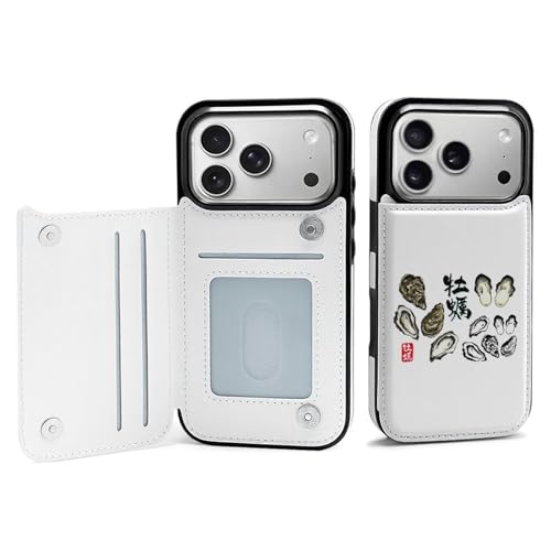 iPhone17 Pro用ケース 牡蠣柄 カキ アイフォン17 Pro用ケース スマホケース 財布型 おしゃれ かわいい 保護カバー 携帯ケース カード収納 互換性のある 2025年新型