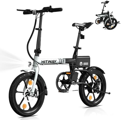 HITWAY Bicicleta Eléctrica Plegable, 16"×2.5" Bici Eléctrica de Batería Extraíbl...