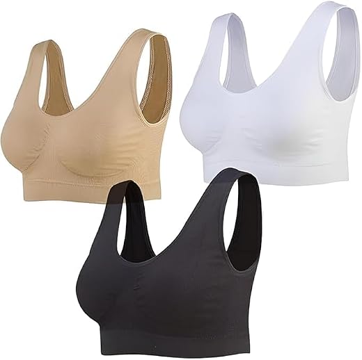 Avenvi Sports Bra for Girls (Pack of 3) Cotton Non-Padded Full Coverage Beginners Non-Wired T-Shirt Gym Yoga Workout Bra w...