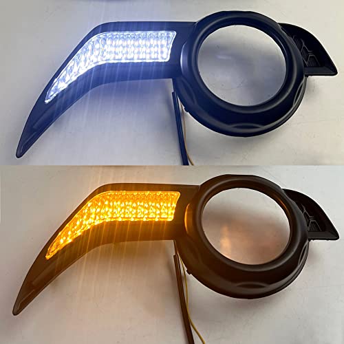 Pacewalker Led Drl Daytime Running Light Front Fog Fits For Toyota 4Runner 2014-2021 With Dynamic Sequential Turn Signal Daytime Running Lamps Amber/White Light #TOP2
