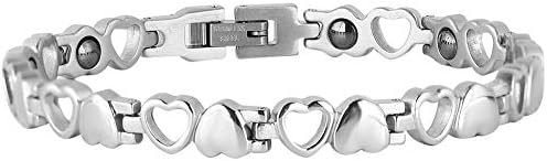 Pongnas Ms. Hollow Love Heart Titanium Magnetic Magnetic Bracelet Adjustable