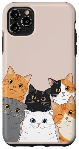 Cute Kawaii Cat Group Selfie Cartoon Kittens �X�}�z�P�[�X iPhone 11 Pro Max �p