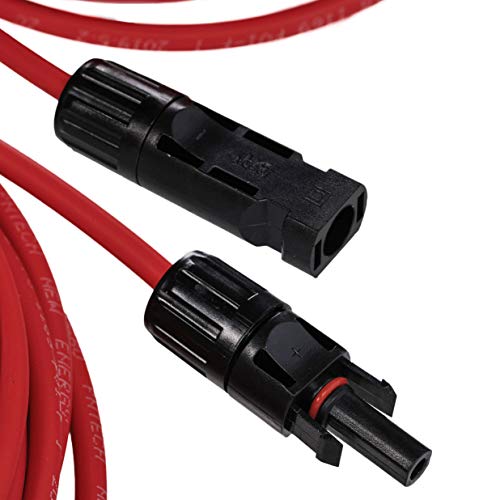 Carkio Solar Adaptor Cable,1 Pair Red + Black Waterproof 12Awg(4Mm²) Wire 5 Feet Solar Panel Extension Cable Wire With Female And Male Connectors Compatible With Solar & Wind Power Parts & Accessories #TOP6