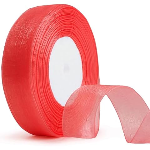 Gift Ribbon for Gifts Wrapping -50 Yards (150ft) RED 1 inch Ribbons for Christmas Tree Wrap Wedding Party Decoration and Crafts, Ribbon of Anniversary Presents Cover